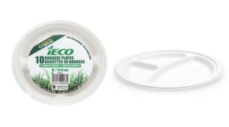 10 bagasse plates (3compartments)