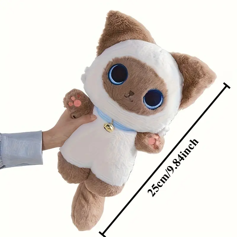 cartoon siamese cat plush dog toy with bell
