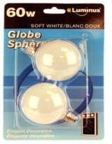 luminus soft white globe 60w (pk2)