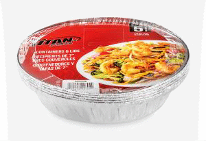 7" round aluminium cont. w/ lids 5 x 24/cs