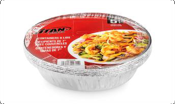 7" round aluminium cont. w/ lids 5 x 24/cs