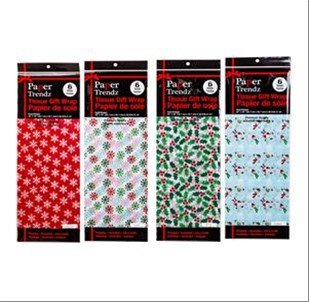 xmas 6 sheet printed tissue 18x18"