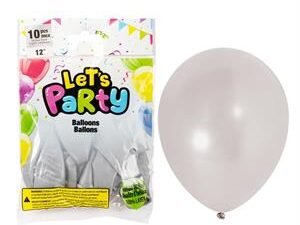 12" balloons, metallic silver (pk/10)