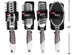 metallic hair brush w/ rubber handle