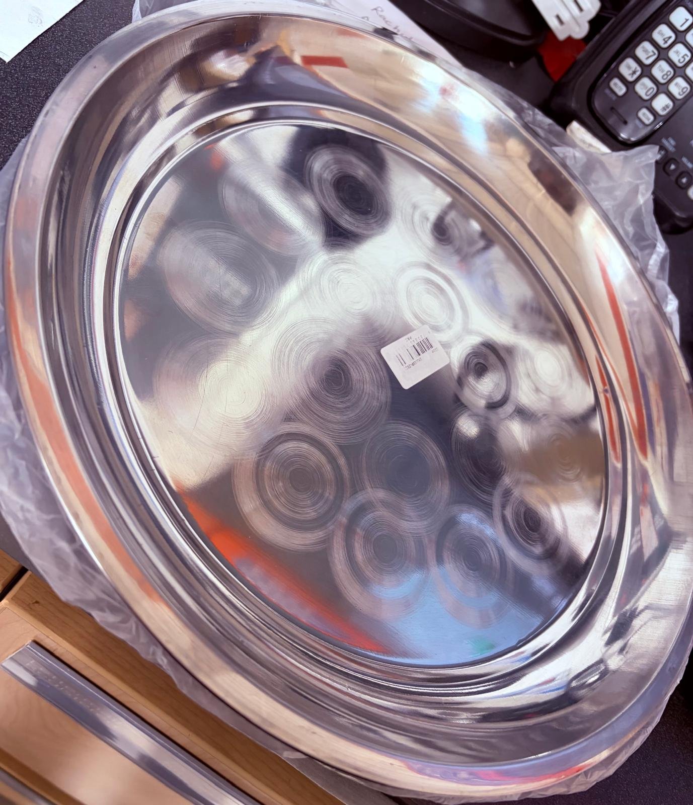 silver steel tray 31cm dia