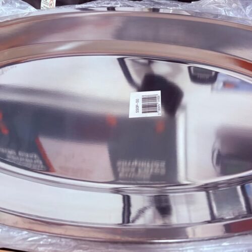 silver oval steel tray 34x51cm