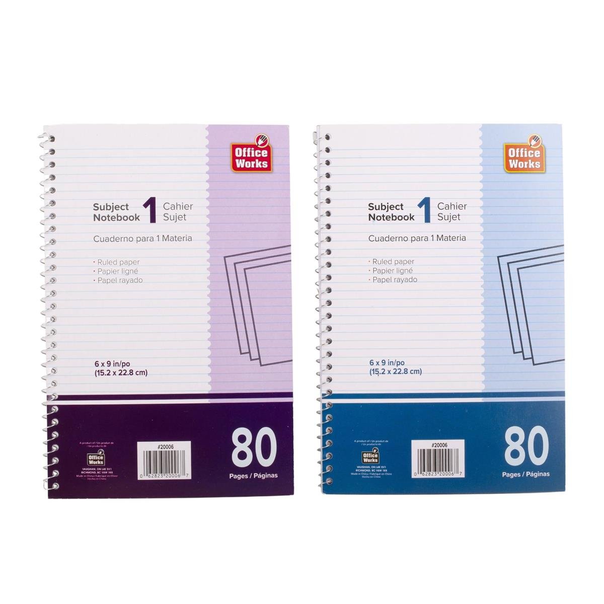1 subject notebook coil, 6"x9" (80pg)