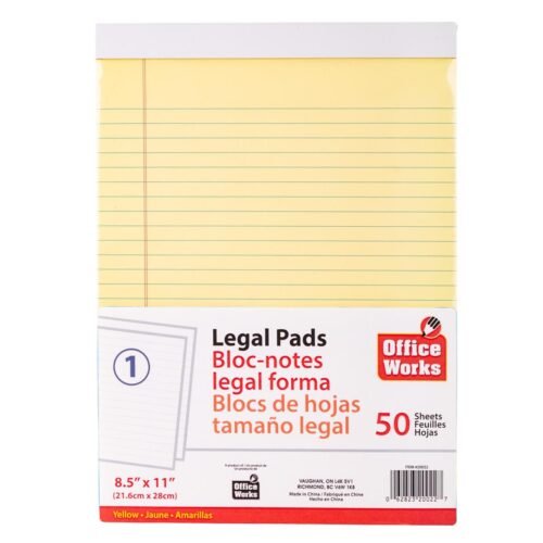 8.5"x11" ruled legal pad, yellow (50 sheets)