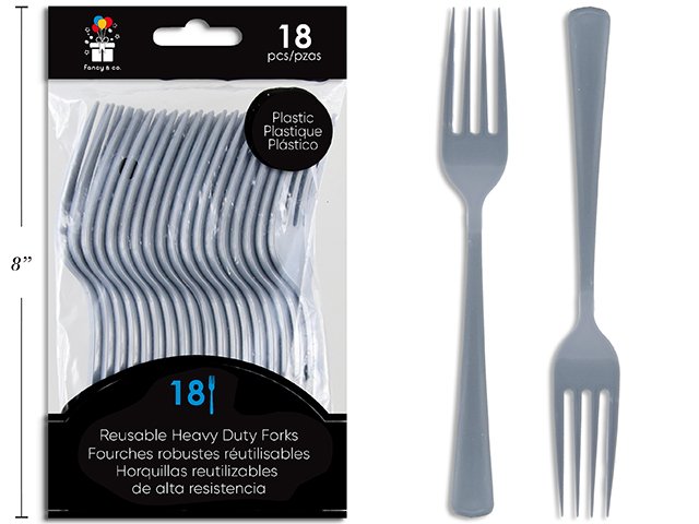 silver heavy duty plastic forks (pk/18)