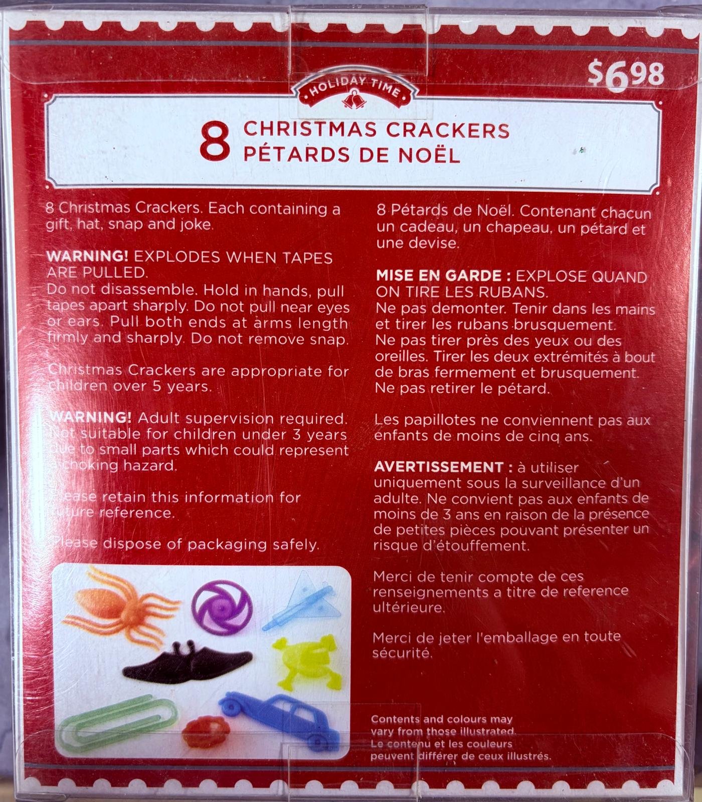 xmas holiday time crackers (pk/8)