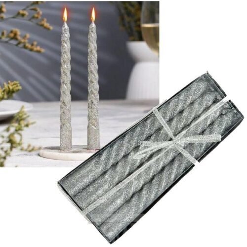 silver sparkling candle (pk/4)