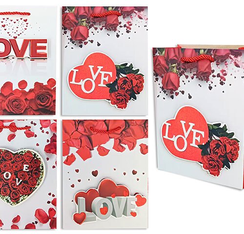 matte w/foil love w/rose giftbag large