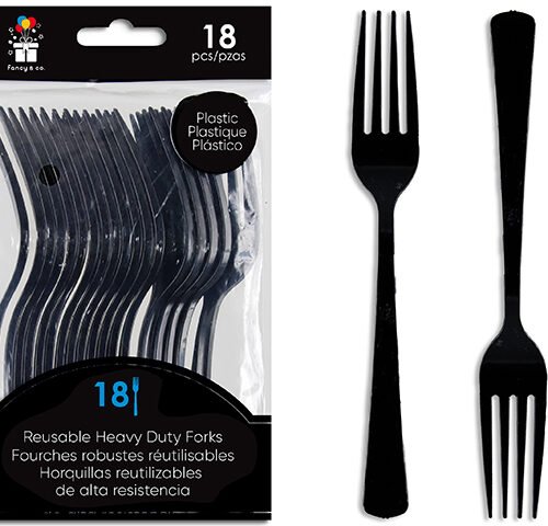 black heavy duty plastic forks (pk/18)
