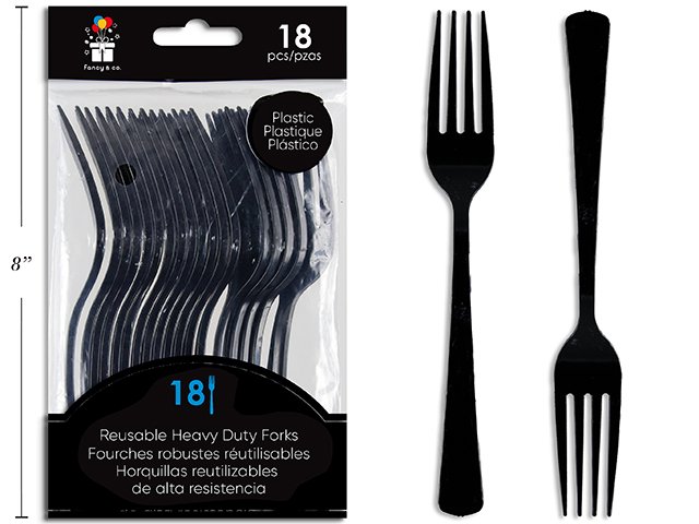 black heavy duty plastic forks (pk/18)