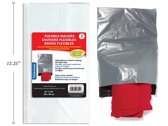 poly flexible mailers 12"x16" (30x40cm) (pk/3)