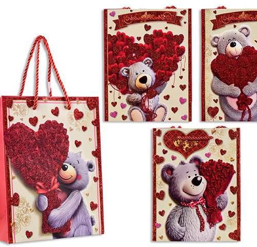 matte w/glitter bear giftbag jumbo