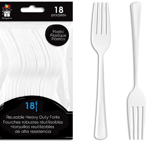 white heavy duty plastic forks (pk/18)