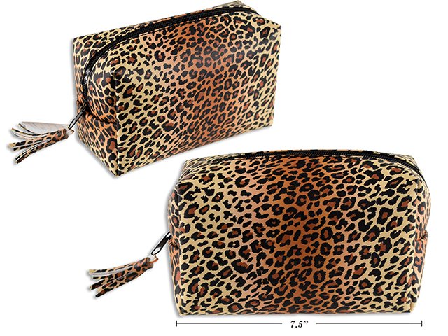 cosmetic toiletry bag 19x9x11cm leopard pattern