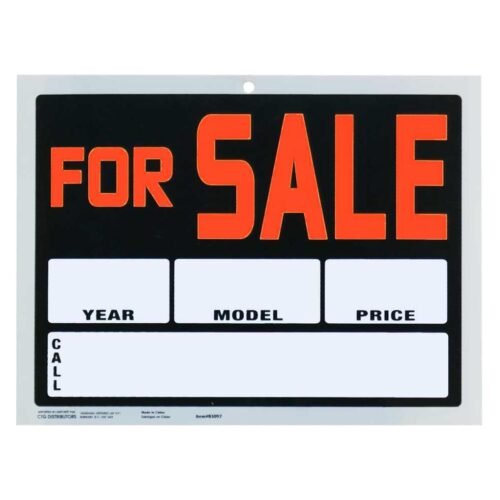 Sign "For Sale" (Year/ Model/Price) 9x12"