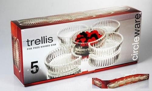 DIVIDED DISH SET GLASS CRYSTALLINE (5PCS)